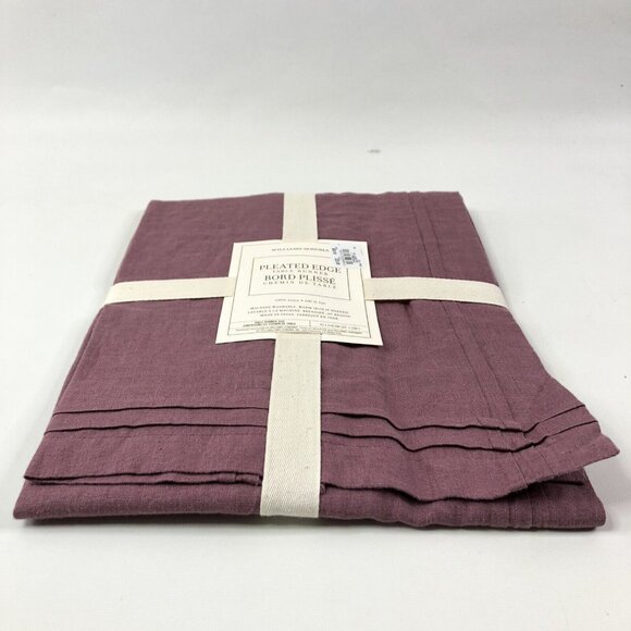 Williams Sonoma Pleated Edge Table Runner 16x108 Hazy Lilac Mauve Linen - Picture 2 of 12